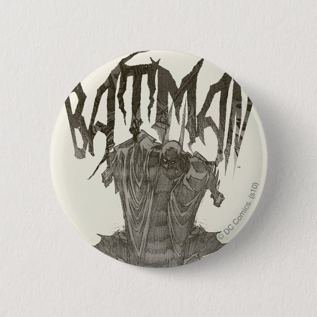 Batman | Graphic Novel Pencil Sketch Beige Logotyp Knapp (Framsida)