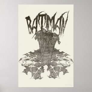 Batman Graphic Novel Pencil Sketch Beige Logotyp Poster