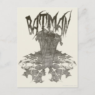Batman   Graphic Novel Pencil Sketch Beige Logotyp Vykort