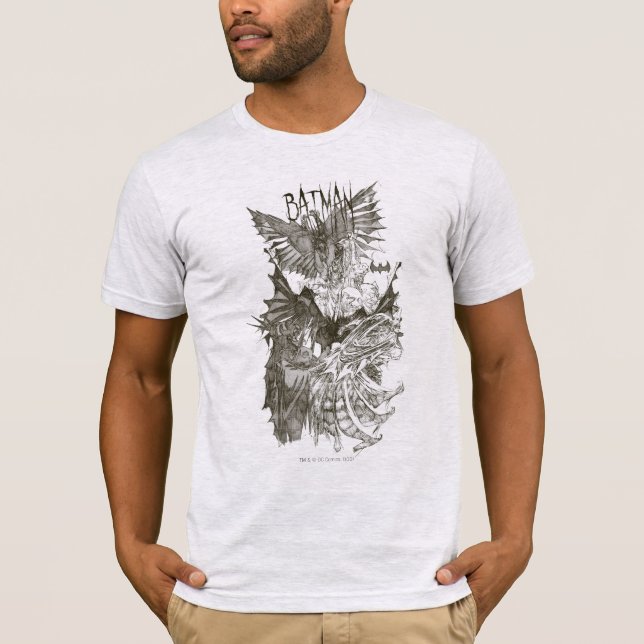 Batman Graphic Novel Pencil Sketch Tee Shirt (Framsida)