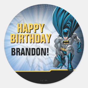 Batman   GRATTIS PÅ FÖDELSEDAGEN Runt Klistermärke
