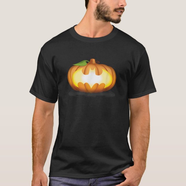 Batman Halloween Pumpkin Logo   T Shirt (Framsida)