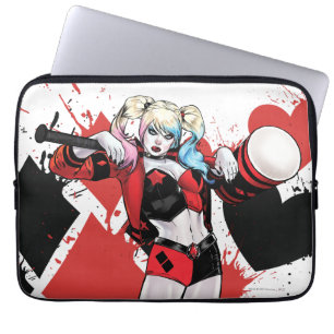 Batman Harley Quinn Hearts & Diamonds Splatter Laptop Fodral