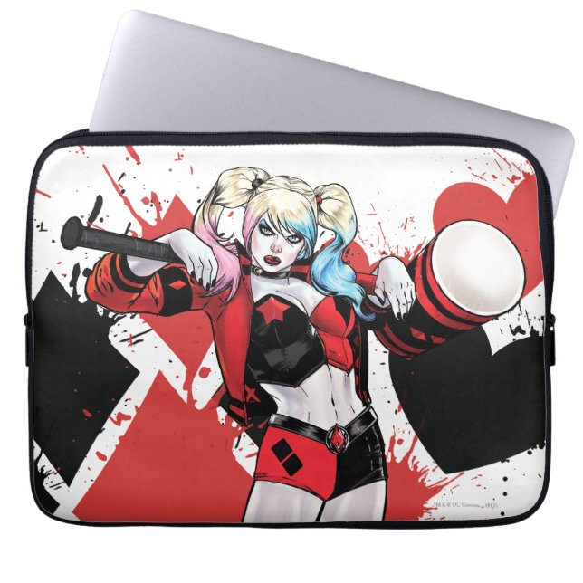 Batman | Harley Quinn Hearts & Diamonds Splatter Laptop Fodral (Framsidan)