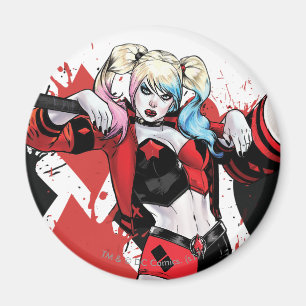 Batman Harley Quinn Hearts & Diamonds Splatter Magnet