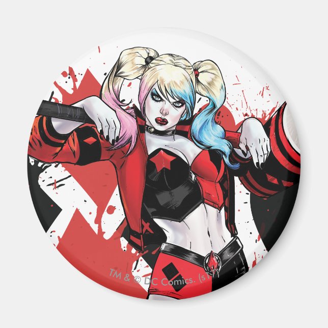 Batman | Harley Quinn Hearts & Diamonds Splatter Magnet (Framsidan)