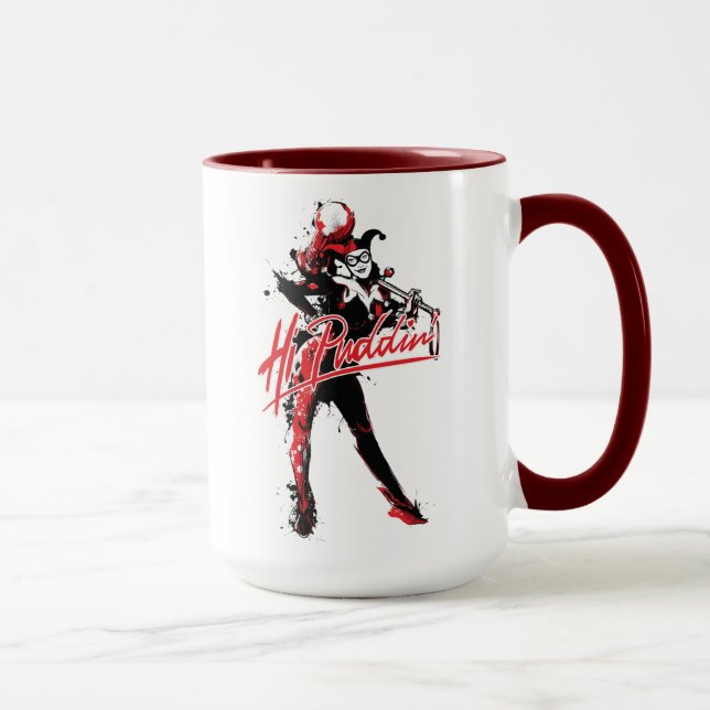 Batman | Harley Quinn "Hi Puddin" Bläck Art Mugg (Höger)