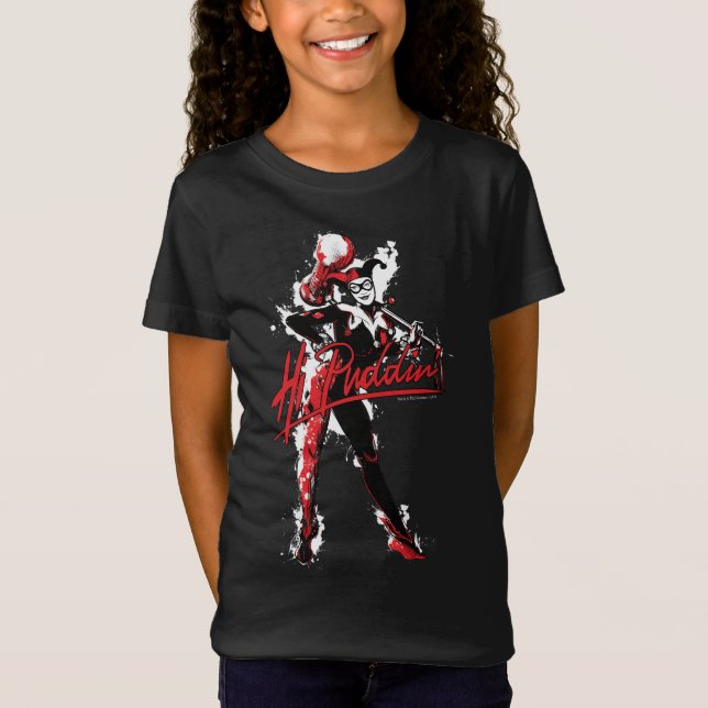 Batman | Harley Quinn "Hi Puddin" Bläck Art Tröja (Framsida)