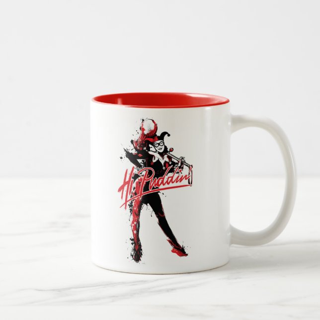 Batman | Harley Quinn "Hi Puddin" Bläck Art Två-Tonad Mugg (Höger)