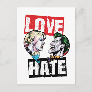 Batman   Harley Quinn & Joker Kärlek/Hate Vykort
