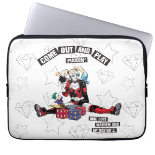 Batman Harley Quinn "Kom Out and Play Puddin" Laptop Sleeve