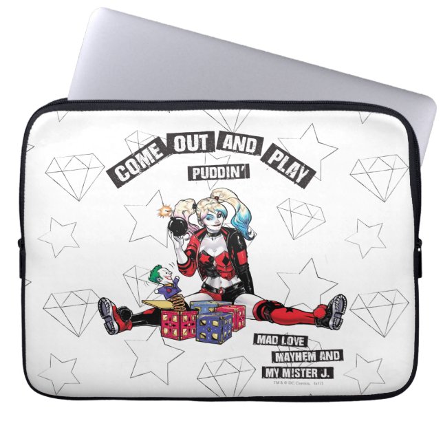 Batman | Harley Quinn "Kom Out and Play Puddin" Laptop Sleeve (Framsidan)