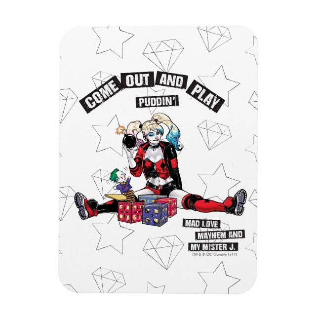 Batman | Harley Quinn "Kom Out and Play Puddin" Magnet (Vertikal)
