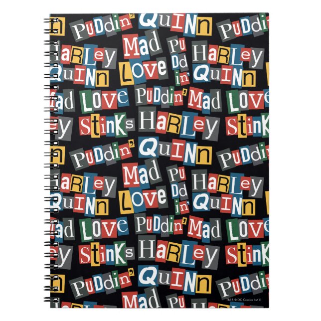 Batman | Harley Quinn Ransom Note Stil Mönster Anteckningsbok Med Spiral (Framsidan)