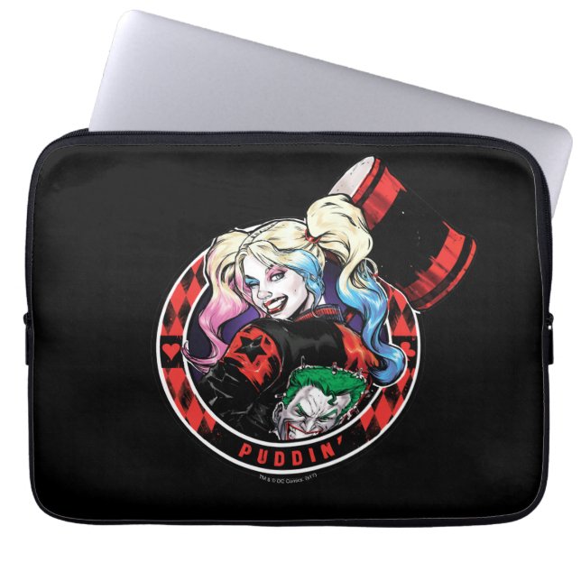 Batman | Harley Quinn Winking with Mallet Mallet Laptop Sleeve (Framsidan)