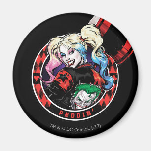 Batman Harley Quinn Winking with Mallet Mallet Magnet