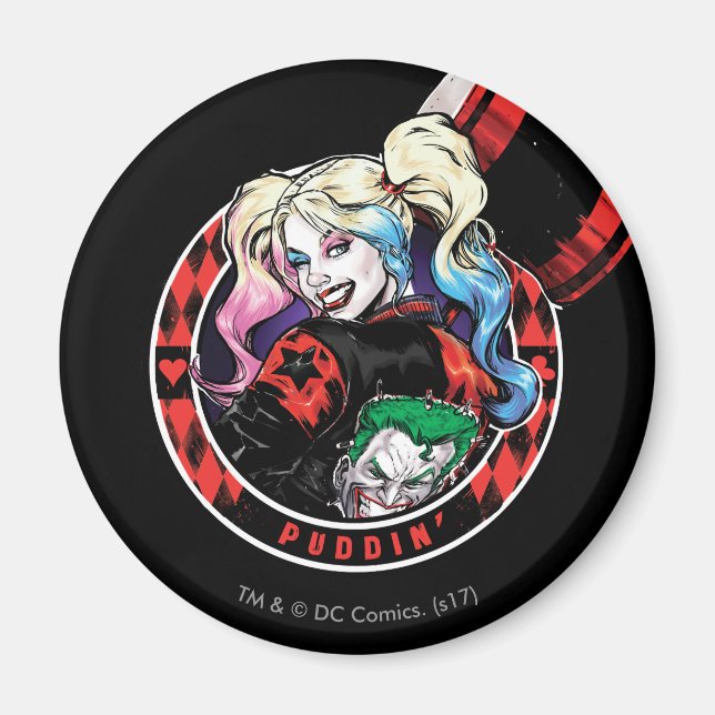 Batman | Harley Quinn Winking with Mallet Mallet Magnet (Framsidan)