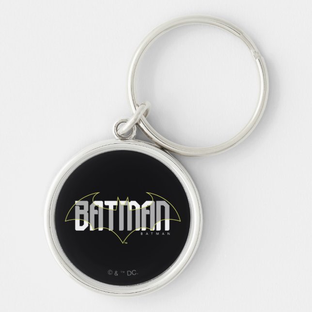 Batman Hi-Tech Namn Graphic Rund Silverfärgad Nyckelring (Framsidan)
