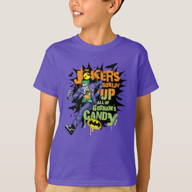Batman | Jokers Goblin's Up All of Gotham's Candy T Shirt (Framsida)