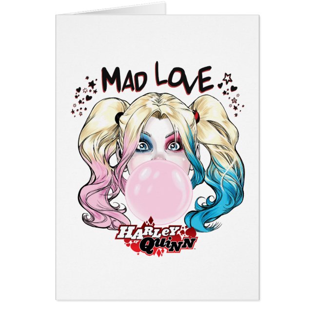 Batman | Kärlek Harley Quinn Chewing Bubble Gum Hälsningskort (Framsidan)