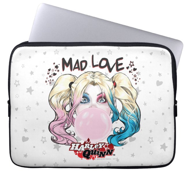 Batman | Kärlek Harley Quinn Chewing Bubble Gum Laptop Sleeve (Framsidan)