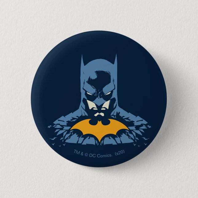 Batman krossade bust med Guld Logotyp Knapp (Framsida)