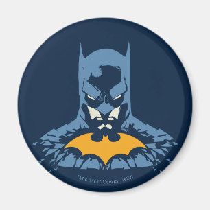 Batman krossade bust med Guld Logotyp Magnet