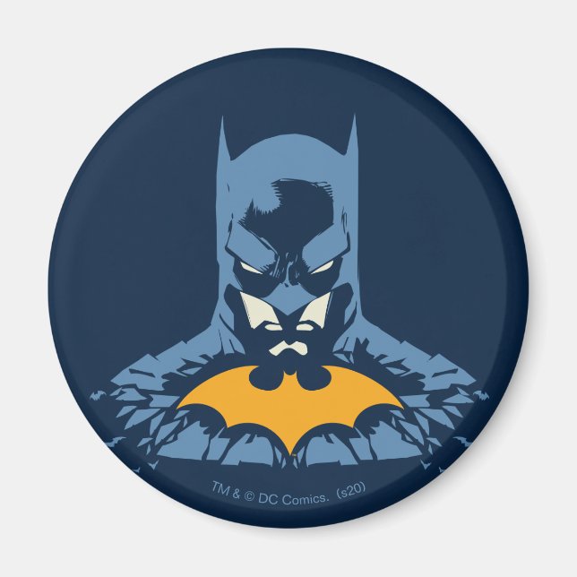 Batman krossade bust med Guld Logotyp Magnet (Framsidan)