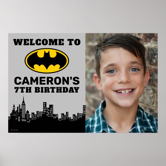 Batman | Lägg till Namn och fotot, födelsedagsskyl Poster (Framsidan)