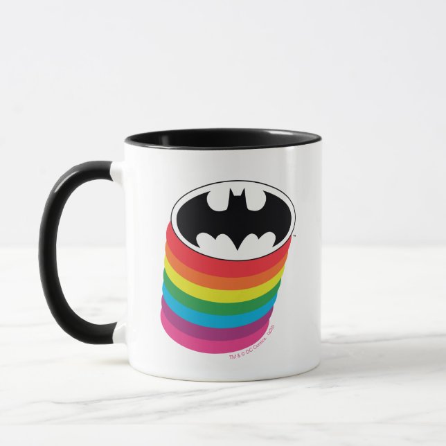 Batman Layered Rainbow Logotyp Mugg (Vänster)