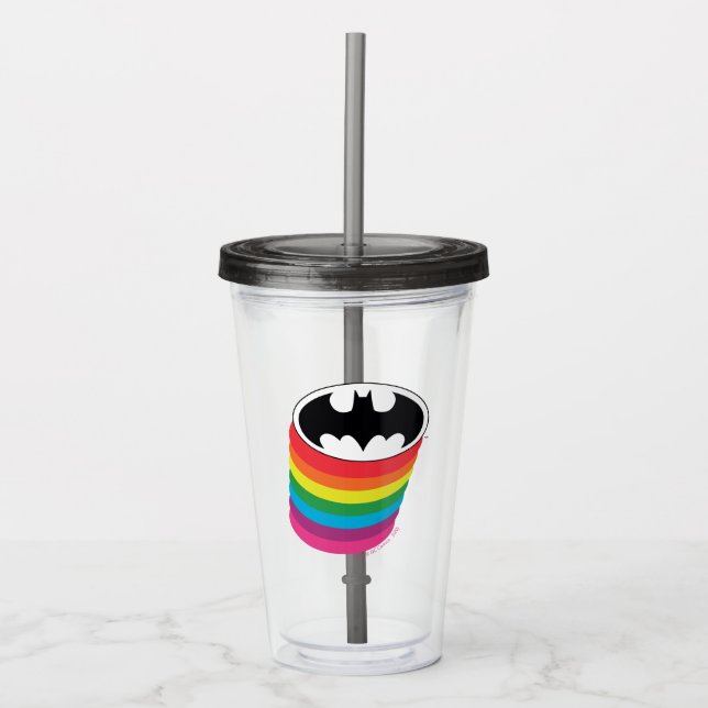 Batman Layered Rainbow Logotyp Take Away Mugg (Framsida)