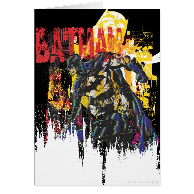 Batman Line Art Collage Hälsningskort (Framsidan)