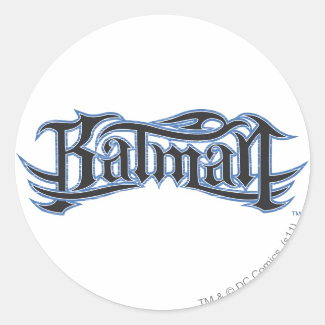 Batman | Logotyp för blå svart Brev Runt Klistermärke (Framsida)