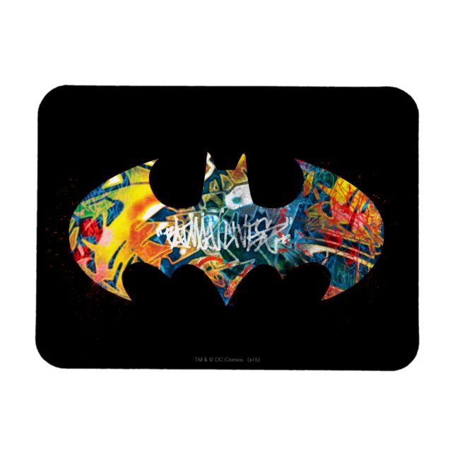 Batman Logotyp Neon/80 s Graffiti Magnet (Horisontell)