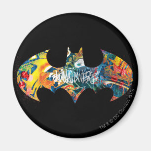 Batman Logotyp Neon/80 s Graffiti Magnet
