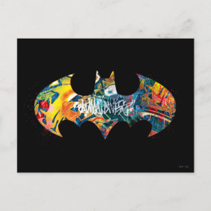 Batman Logotyp Neon/80 s Graffiti Vykort
