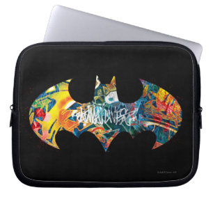 Batman Logotyp Neon 80's Graffiti Laptop Sleeve