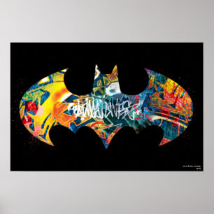 Batman Logotyp Neon 80's Graffiti Poster