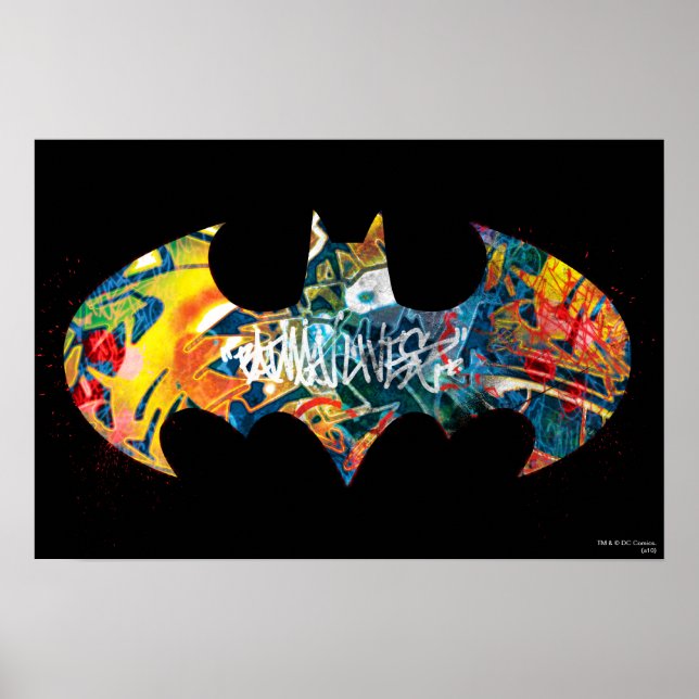 Batman Logotyp Neon 80's Graffiti Poster (Framsidan)