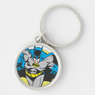Batman Lunges Forward Rund Silverfärgad Nyckelring