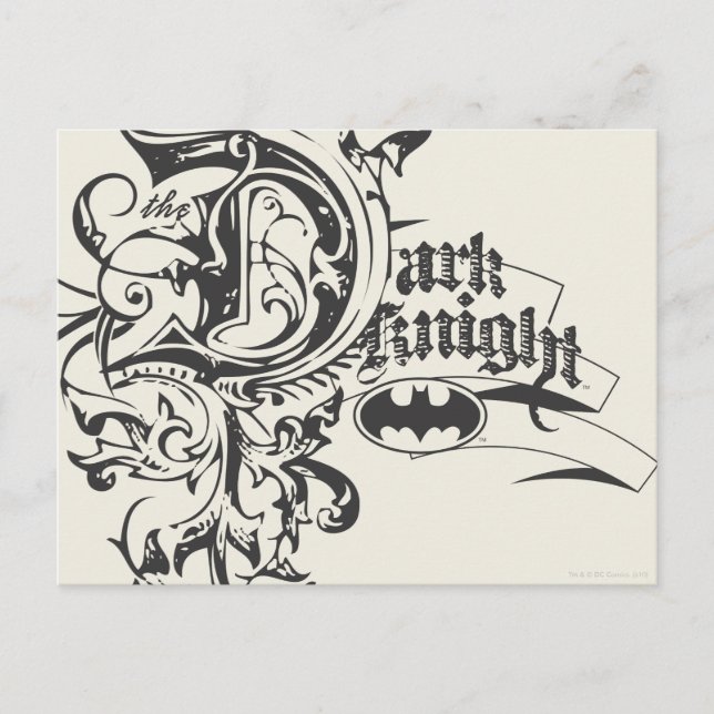 Batman Mörk Knight | Ornate Logotyp Vykort (Framsida)