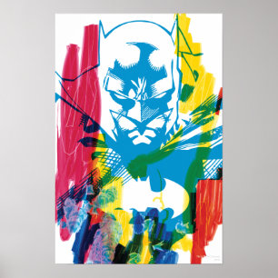 Batman Neon Marker Collage Poster