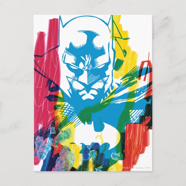 Batman Neon Marker Collage Vykort (Framsida)