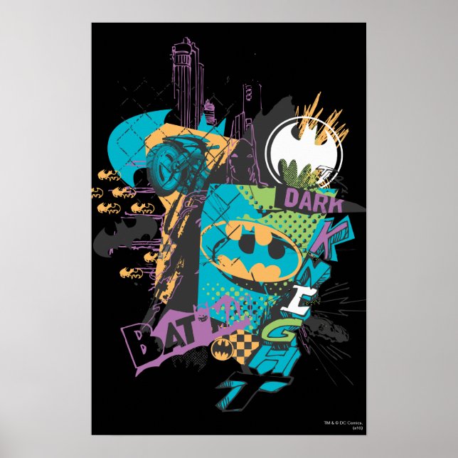 Batman Neon Mörken Knight Collage Poster (Framsidan)