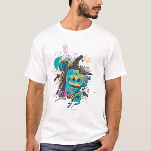 Batman Neon Mörken Knight Collage T Shirt (Framsida)