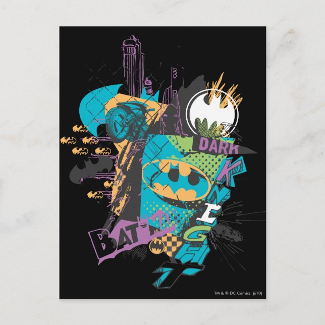 Batman Neon Mörken Knight Collage Vykort (Framsida)