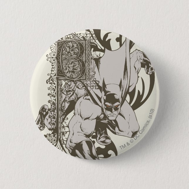 Batman och Decorated Brev B Knapp (Framsida)