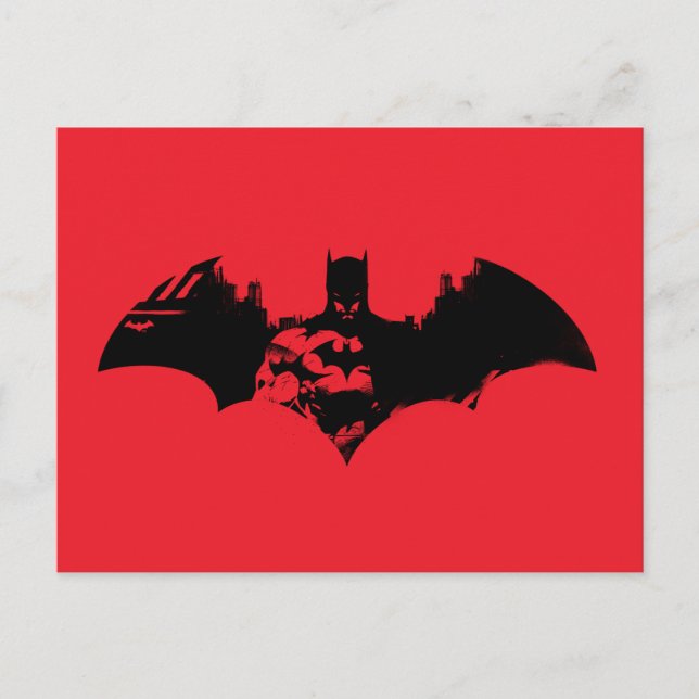 Batman och Gotham Silhouette Fladdermus Logotyp Po Inbjudan Vykort (Framsida)