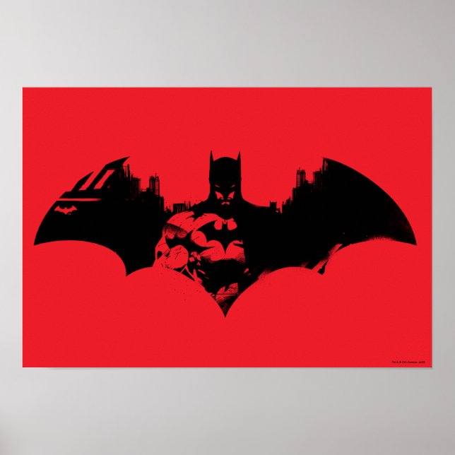 Batman och Gotham Silhouette Fladdermus Logotyp Poster (Framsidan)