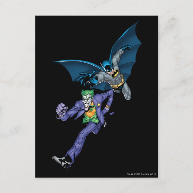 Batman och Joker med pistol Vykort (Framsida)